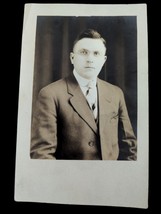 Uncle Albert? Man Glasses Suit Portrait RPPC Postcard AZO 4 Arrows Up Un... - $2.80 CAD