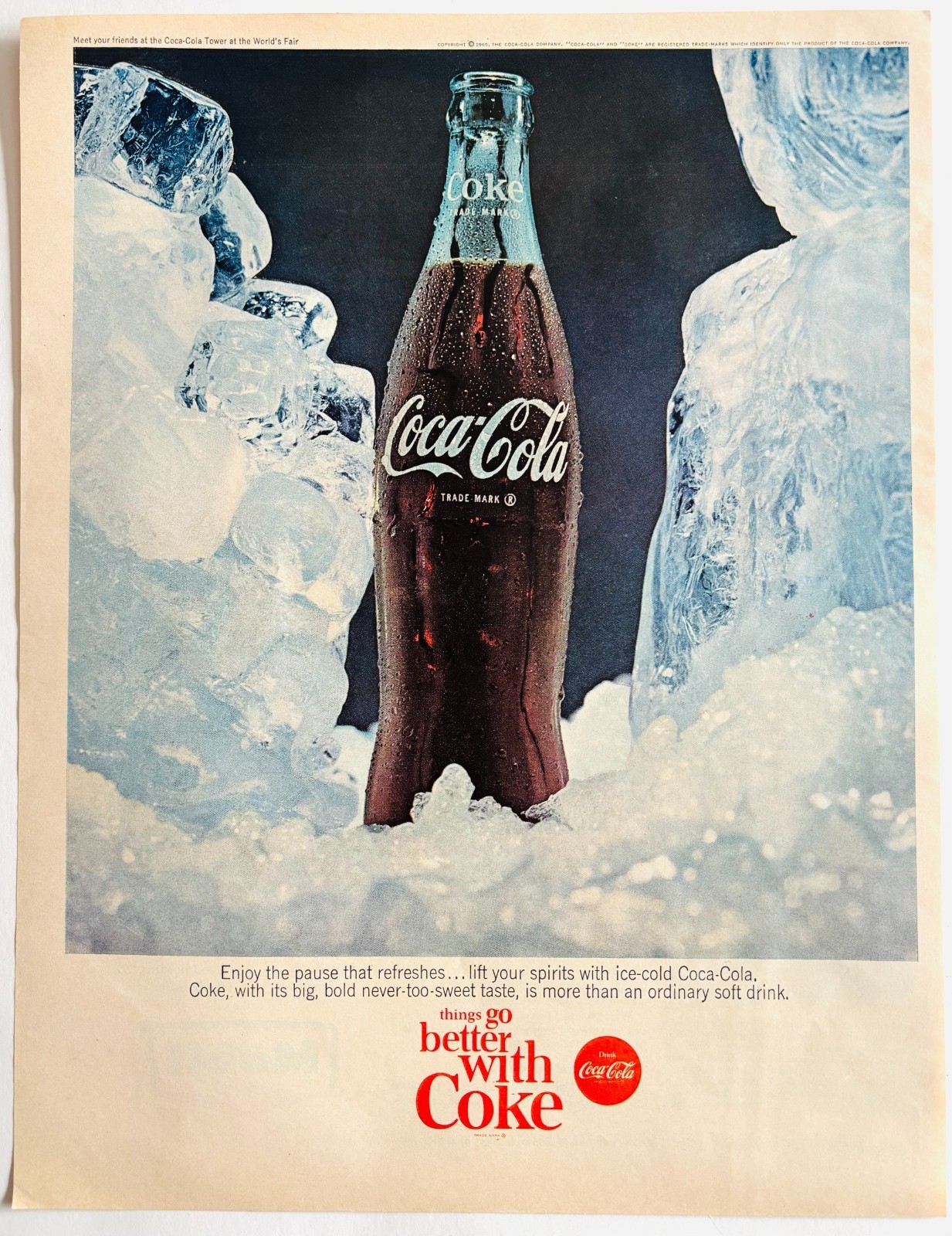 1965 Coca Cola Coke Advertisement Vintage Soda Pop Beverage Ice Cold DWYY1 Item image 2