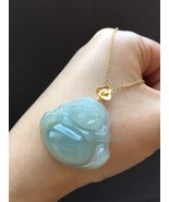 18K Solid Yellow Gold &amp; Grade A Old Pit Myanmar Icy Greenish Jadeite Jad... - $298.00