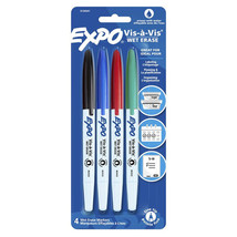 Expo Vis a Vis Wet Erase Fine Point Markers (Pack of 4) - $35.07