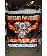 BORN TO BE WILD ENGINE FLAMES CAR MOTORCYCLE THROW BLANKET 50X60 - £26.81 GBP