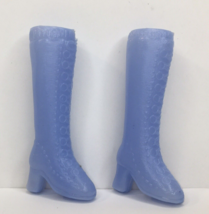 Vintage Periwinkle Blue Fashion Doll Lace Up Boots Plastic Unmarked As Is - £8.64 GBP