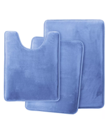 Calm Blue 3PC Bathroom Rug Memory Foam Bath Mat Set  - £56.97 GBP