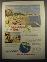1950 Pan American Airline Ad - Take the sunny southern route to the Riviera - £14.44 GBP