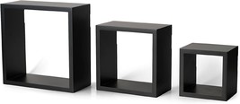 Melannco Floating Wall Square Cube Shelves For Bedroom, Living Room,, Black - £35.30 GBP