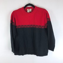 Vintage Eddie Bauer Red Black Crewneck Long Sleeve Pullover Cotton Sweat... - $19.24