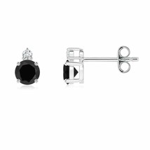 ANGARA 4mm Black Onyx Stud Earrings with Diamond in Sterling Silver for Women - £164.74 GBP