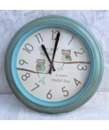 &quot;Time Spent Together is Never Wasted Time&quot; Owl Round Wall Clock Turquois... - £11.58 GBP