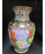 Vintage Chinese Cloisonne Chrysanthemum floral vase 9&quot; ^^^ - $2,714.47 MXN