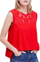 Free People OB778759 Meant To Be Swing Top Tank Lace Blend Red ( S ) - £69.56 GBP