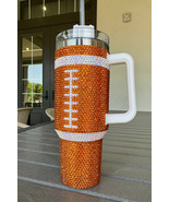 Orange Rhinestone Rugby Football Handle Vacuum Cup 40oz - $34.41
