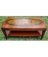 Leather Top Coffee Table Mid Century Hollywood Regency Mahogany Castor W... - $411.44 CAD