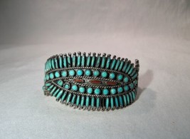 JM Begay Sterling Silver Zuni Petit Point Turquoise Coral Cuff Bracelet K684 - £530.71 GBP