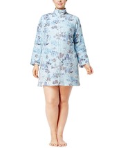 Miss Elaine Womens Sleepwear Plus Size Fleece Floral Print Short Robe,Blue,1X - £31.65 GBP