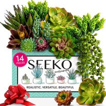 Seeko Artificial Succulents (14 Pack) - Premium Succulent Plants Artificial - Re - £49.35 GBP