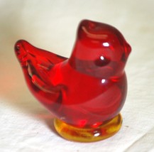 Red Bird Art Glass Figurine Cardinal of Love Yellow Base - $272.30 MXN