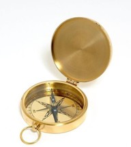 Compass Traditional Antique Lidded Brass Golden Glow Shiny Gold Needle L... - £46.39 GBP