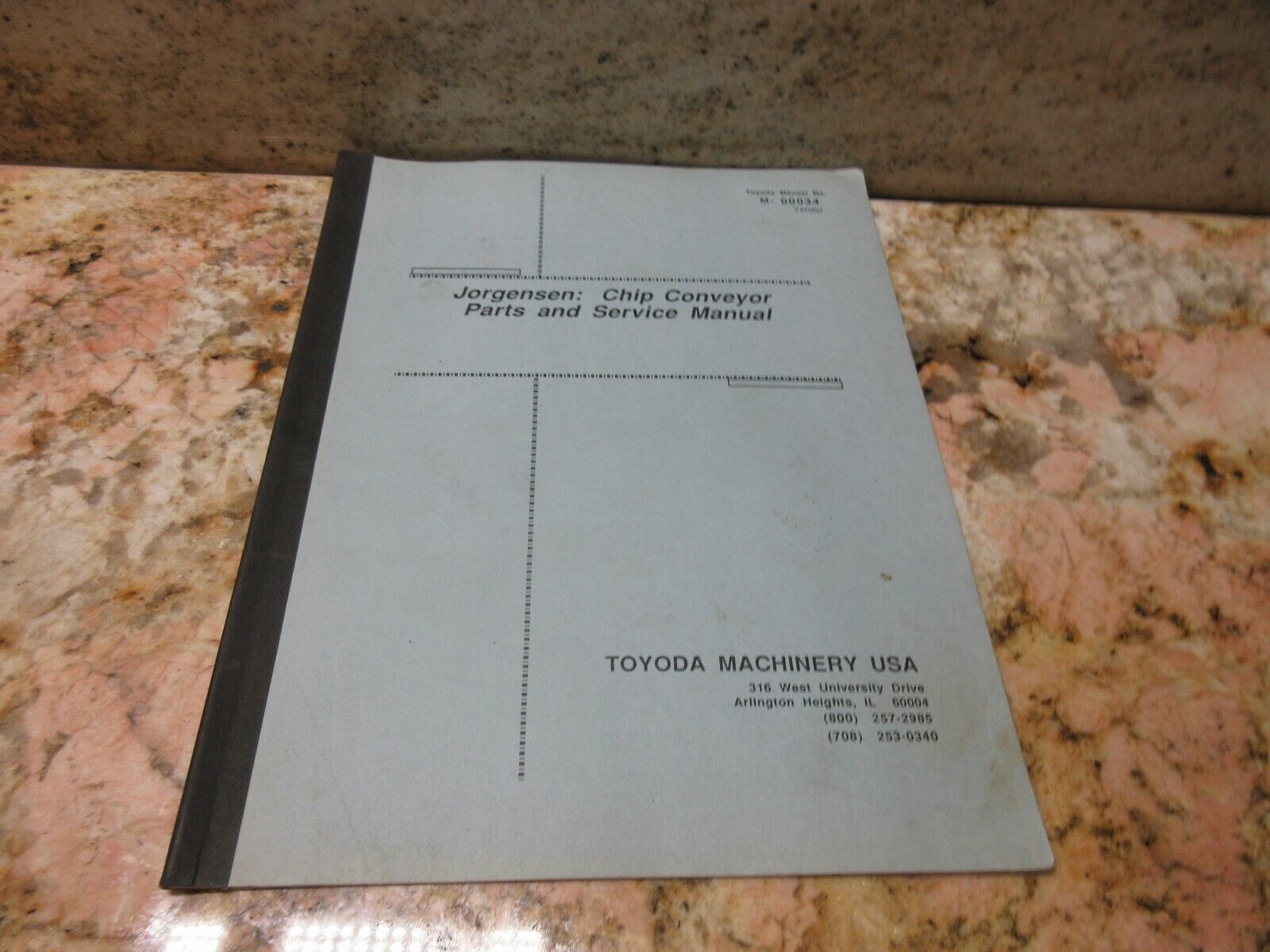 TOYODA JORGENSEN CHIP CONVEYOR PARTS &amp; SERVICE MANUAL M-00034 FV-65 - $56.65