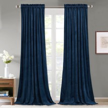 Stangh Navy Blue Velvet Curtains 84 Inches - Luxury Decor Blackout, 2 Panels - £47.05 GBP