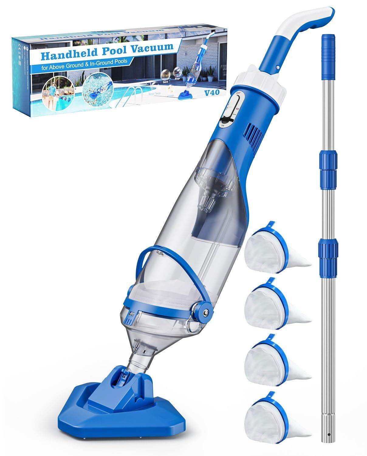 Teguy Cordless Pool Vacuum with Telescopic Pole 18.5 GPM Powerful Suctio... - $248.94