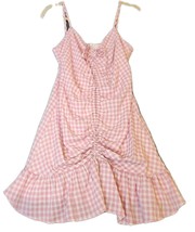 Mable Pink White Gingham Seersucker Mini Dress Spaghetti Straps Lined Co... - $15.79