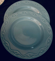 Paula Dean Dinner Plates Whitaker (2) Blue 11-1/4&quot; Stoneware - $34.00