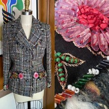 Herbert Grossman designed Cynthia Sobel Beaded 4 Boucle Blazer Tweed Embellished - £190.07 GBP