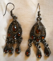 Vintage 80s 90s Long Dangle Earrings Women Boho Tribal Indian Gypsy Pierced - £12.27 GBP