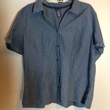 Basic Editions Denim Short Sleeved Button Shirt Sz XL - $8.42