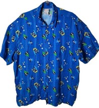 Disney Store Men XL Hawaiian Surf Vacation Mickey Mouse Button Down Shirt - $58.41