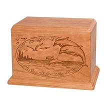 Natural Cherry Dolphins Wood Cremation Urn - £191.80 GBP
