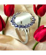 Sterling Silver Moon Stone Amethyst Signed STS Ring Size 8.25. - $102.63