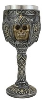 Viking Warrior Of Valhalla Grinning Skull With Horned Helmet Wine Goblet Chalice - £19.97 GBP