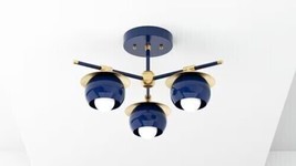 Sputnik Semi Flush Navy Blue Brass Hanging Mid Century Modern Lamp Celling - $178.19