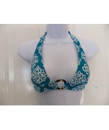 TURQUOISE BIKINI HALTER TOP FAUX TORTOISE RING ACCENT SIZE S WOMEN&#39;S NEW - $34.20