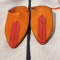 Orange slippers- Moroccan leather slippers- Moroccan women orange slippers - £44.13 GBP