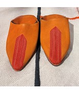 Orange slippers- Moroccan leather slippers- Moroccan women orange slippers - $1,026.79 MXN