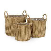 DTY Signature Set of 3 Multi-purposes Basket with handle - Hand Woven Wi... - £135.68 GBP+