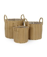 DTY Signature Set of 3 Multi-purposes Basket with handle - Hand Woven Wi... - £137.19 GBP+