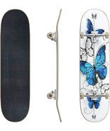 Skateboards Composition Of Blue Butterflies Morpho And White Butterflies On - $77.92