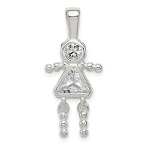 Sterling Silver Rhodium-plated CZ and April Glass Girl Pendant - £31.76 GBP