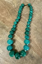 Vintage Kenneth Lane Necklace Green Graduated Beads Marbled Mid Century ... - £75.15 GBP