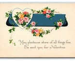 Heart Flowers May All Things Fine Be Sent Valentine Unused Gibson Postca... - £3.07 GBP