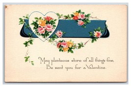 Heart Flowers May All Things Fine Be Sent Valentine Unused Gibson Postcard H26 - £3.06 GBP