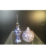 2 Vtg Signed Roger Vines Studio Art Glass Oil Lamp + Perfume Iridescent ... - £35.37 GBP