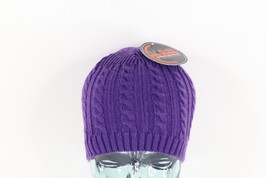 NOS Vintage Streetwear Blank Chunky Cable Knit Winter Beanie Hat Purple ... - £23.18 GBP