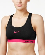 Nike Womens Pro Padded Mid Impact Sports Bra Color Black/Racer Pink Size S - £33.17 GBP
