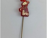 Vintage Brio Red &amp; Gold Tone Sports Plastic German Stick Lapel Hat Pin - $6.31