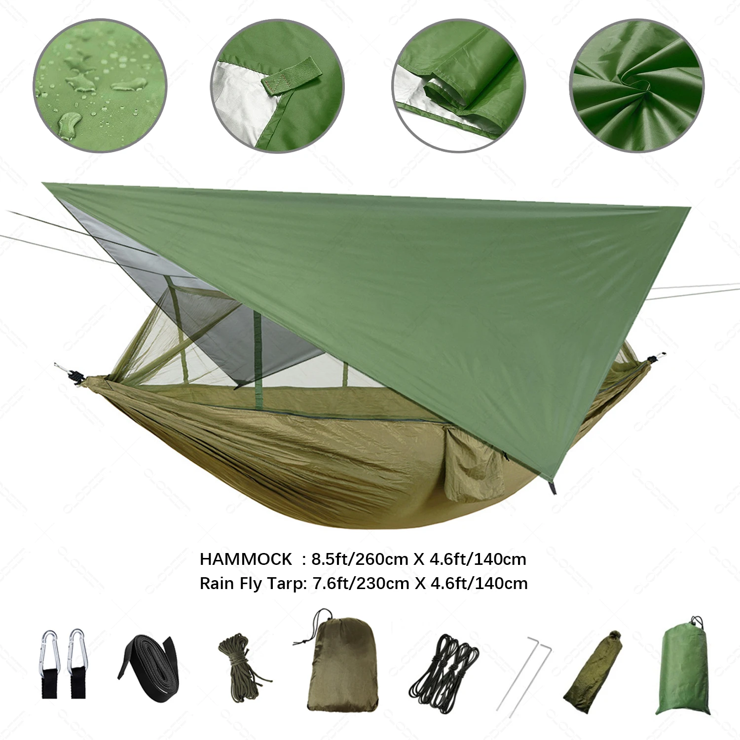 Anti Outdoor Camping Hammock With Mosquito Net And Rain Tent Equipment Supplies - £43.05 GBP+