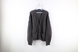 Vtg 90s Streetwear Mens Large Blank Chunky Ribbed Knit Cardigan Sweater Boxy Fit - £42.60 GBP